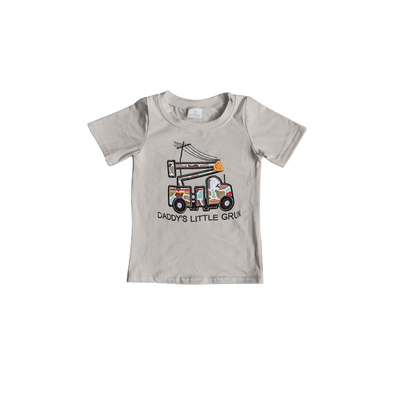 Grey short sleeves camo daddy's lineman kids boys shirt