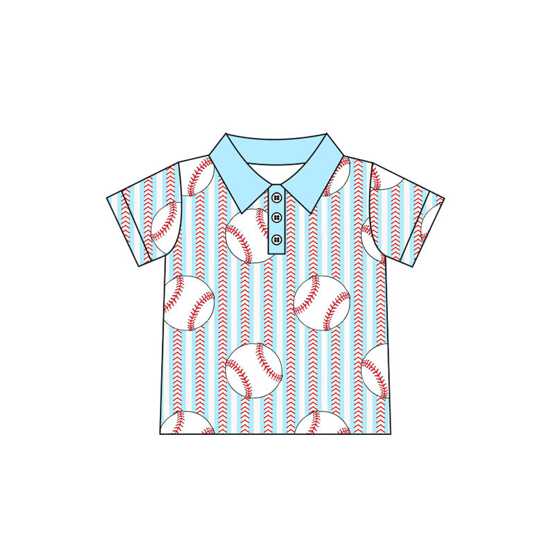 Short sleeves baseball light blue kids boys polo shirt