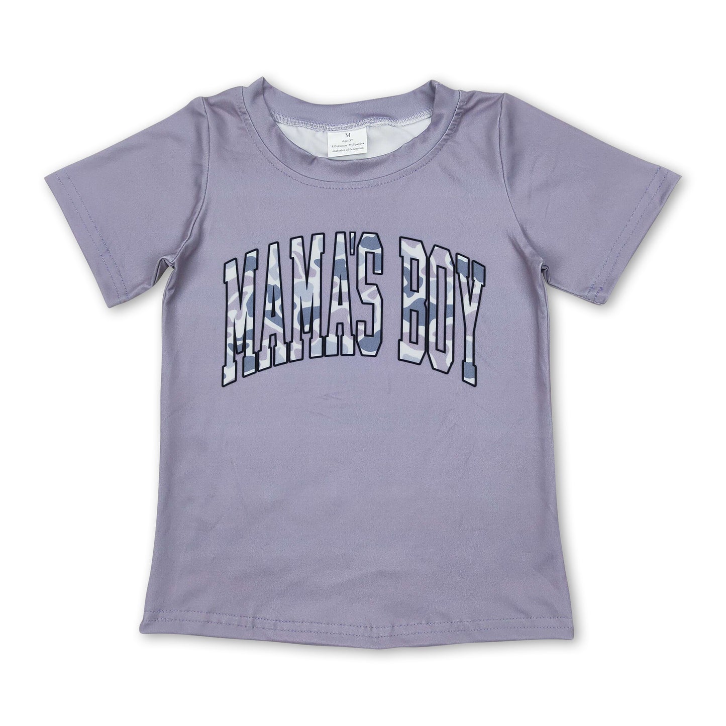 Short sleeves grey camo mama's boy children shirt