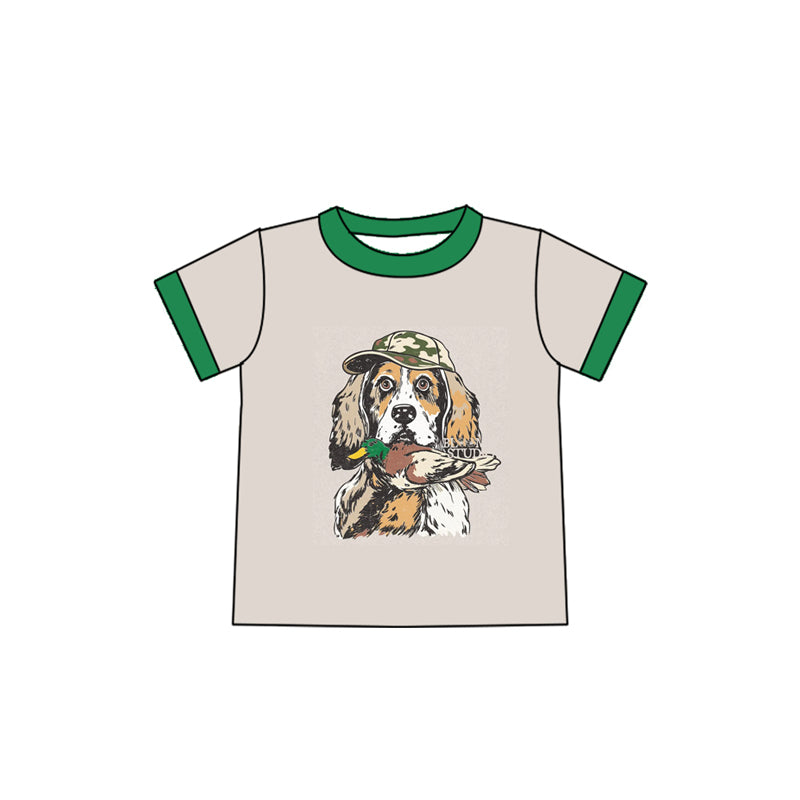 Green short sleeves dog duck kids boys shirt