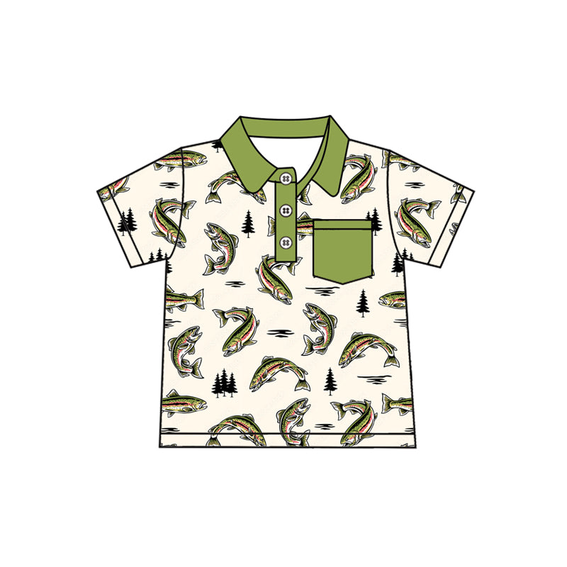 Short sleeves fish pocket kids boy polo shirt