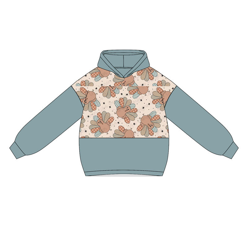 Long sleeves turkey kids Thanksgiving hoodie