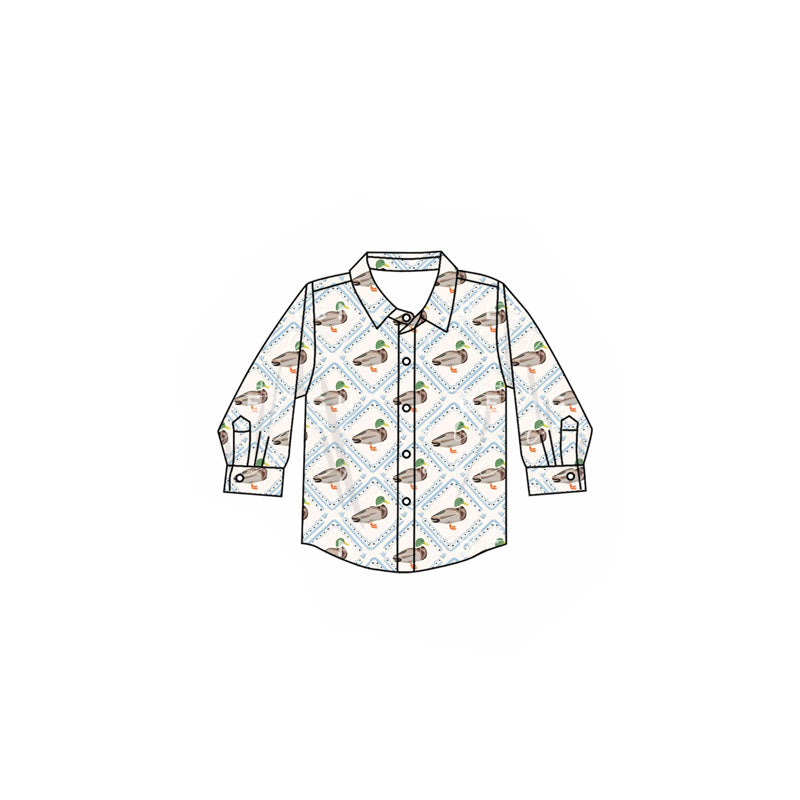 Long sleeves duck kids boys button down shirt