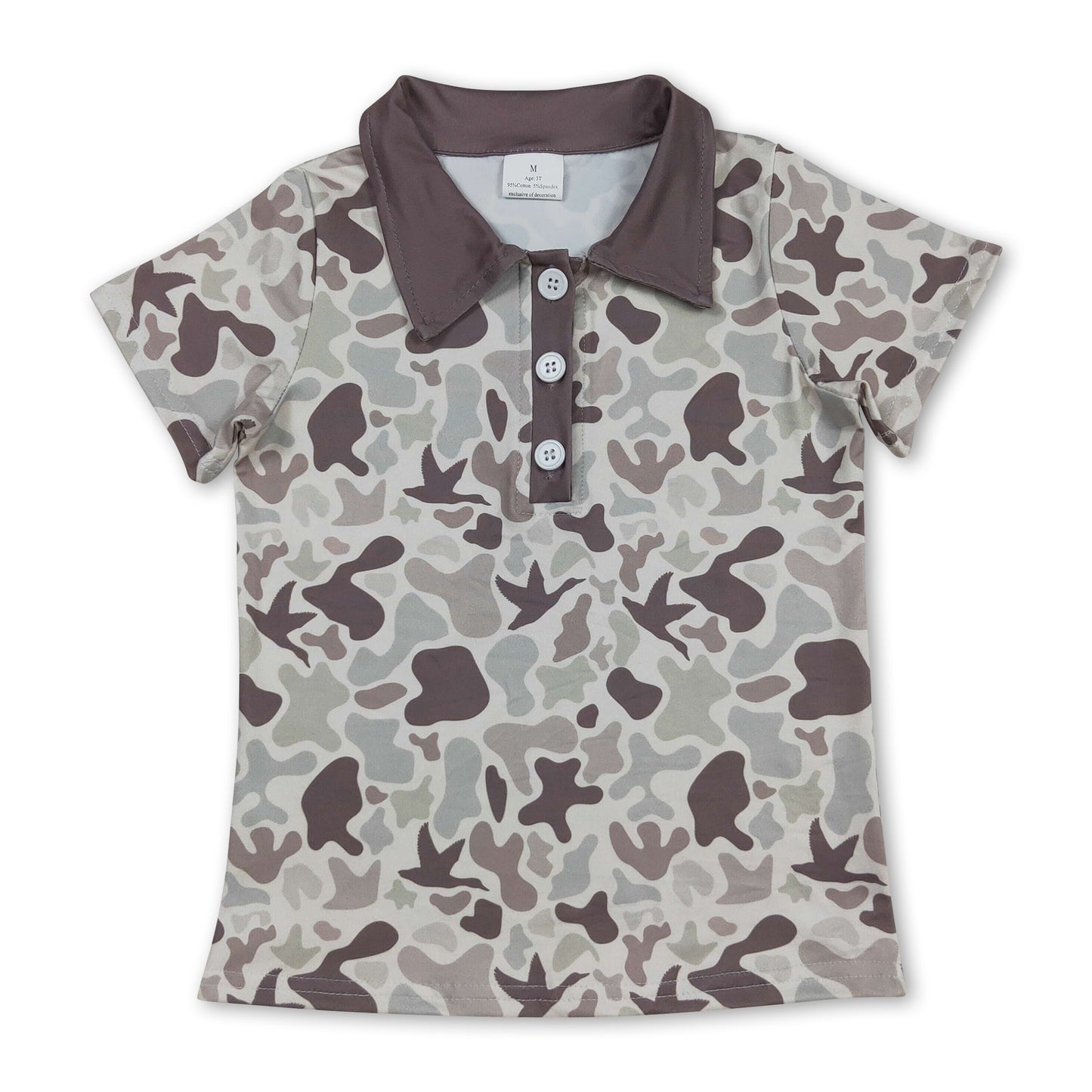 Short sleeves camo duck kids boys polo shirt