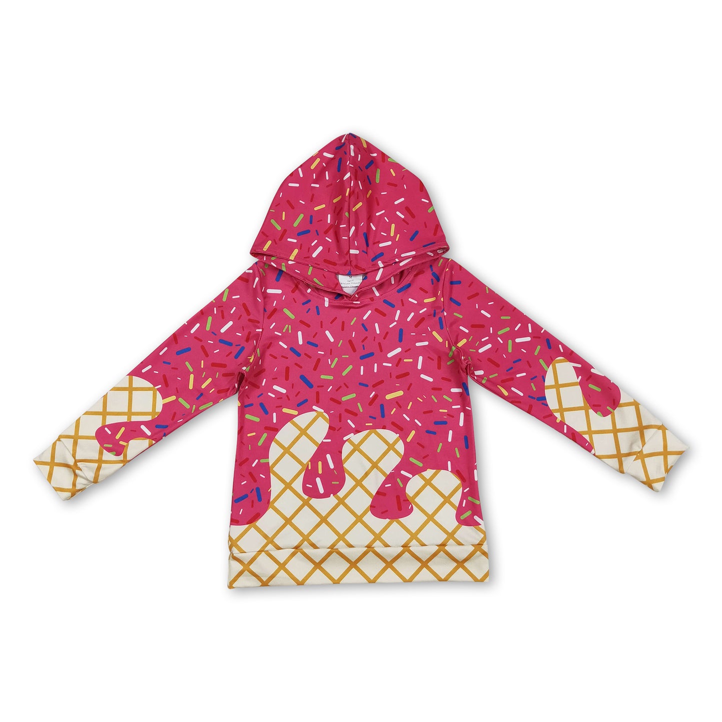 Long sleeves pink ice cream sprinkle baby kids team hoodie