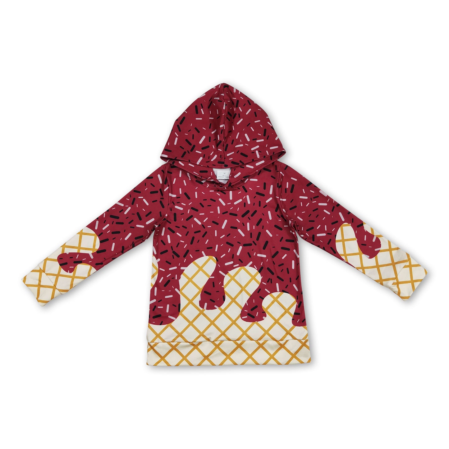 Long sleeves maroon ice cream sprinkle baby kids team hoodie
