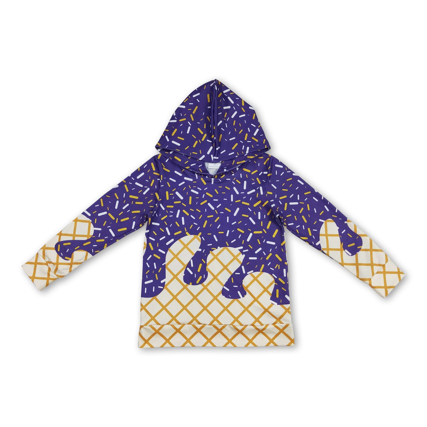 Long sleeves purple ice cream sprinkle baby kids team hoodie