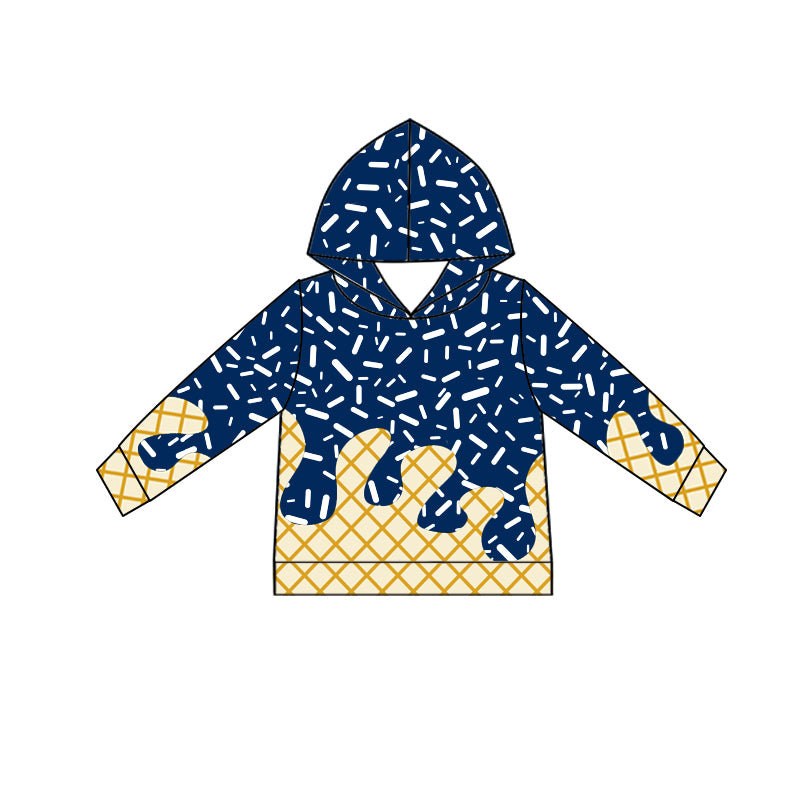 Long sleeves blue white ice cream sprinkle boys hoodie