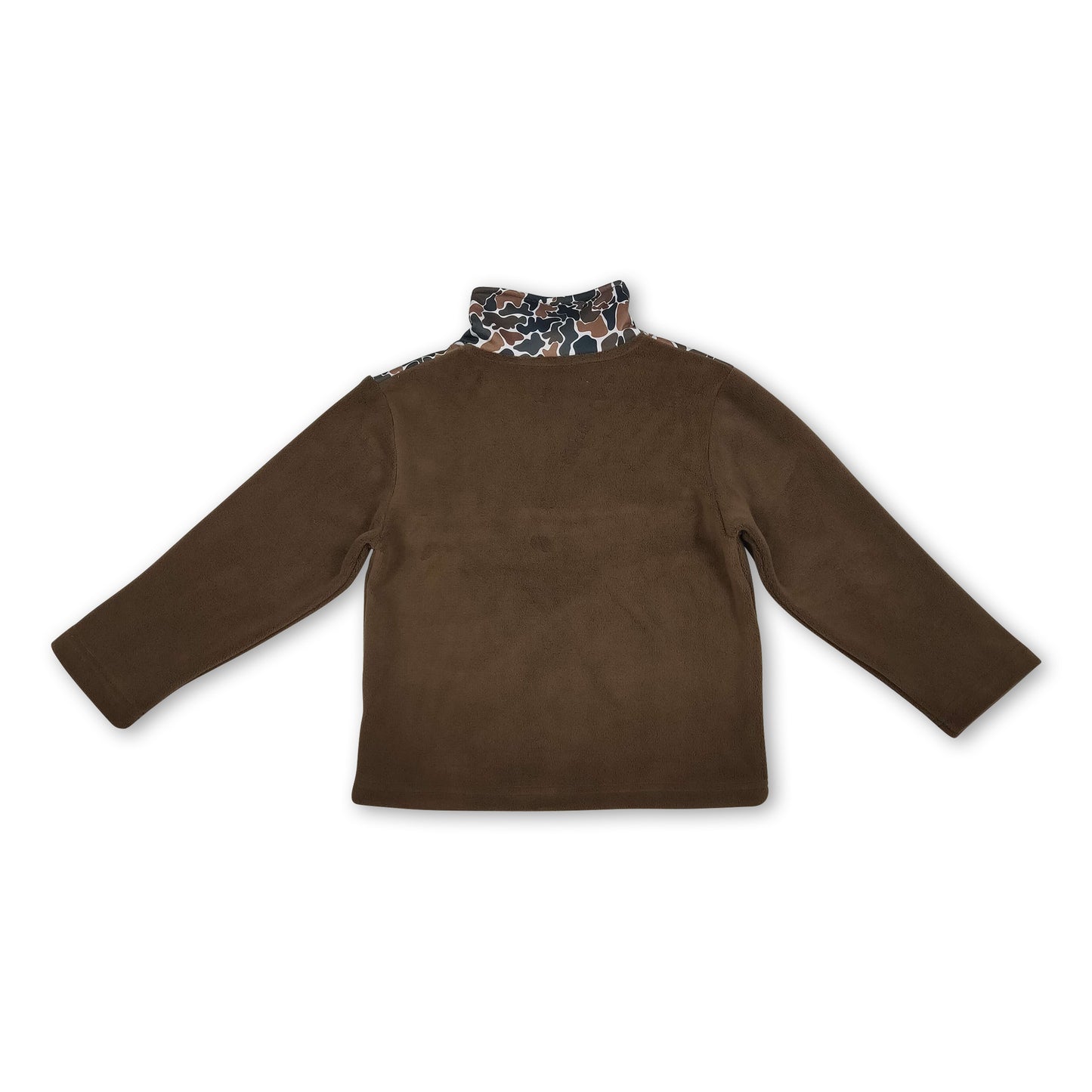 Brown camo long sleeves kids boys winter zipper pullover
