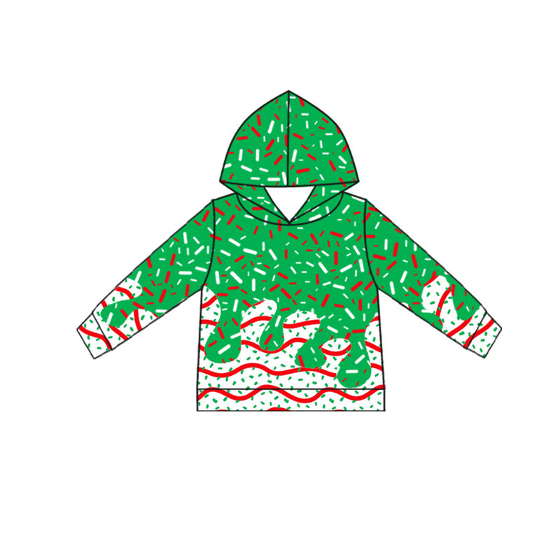 Long sleeves green ice cream sprinkle kids Christmas hoodie