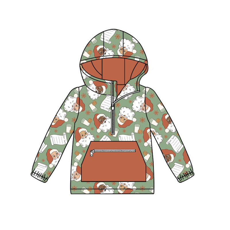 Long sleeves black santa milk cookie kids Christmas hoodie