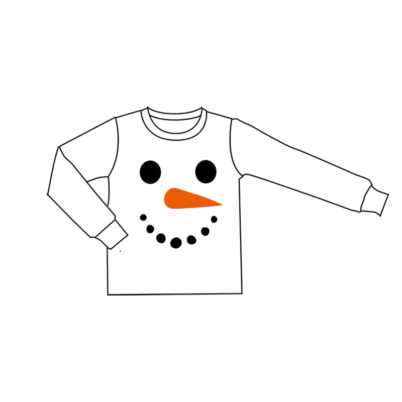 White long sleeves snowman kids boys shirt