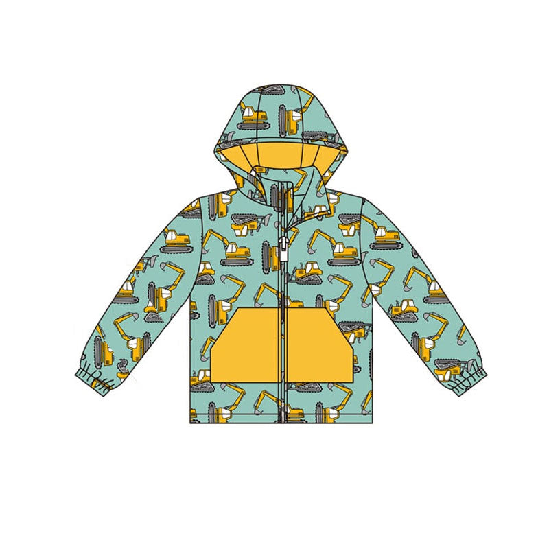 Long sleeves constructions pocket zipper boy hoodie