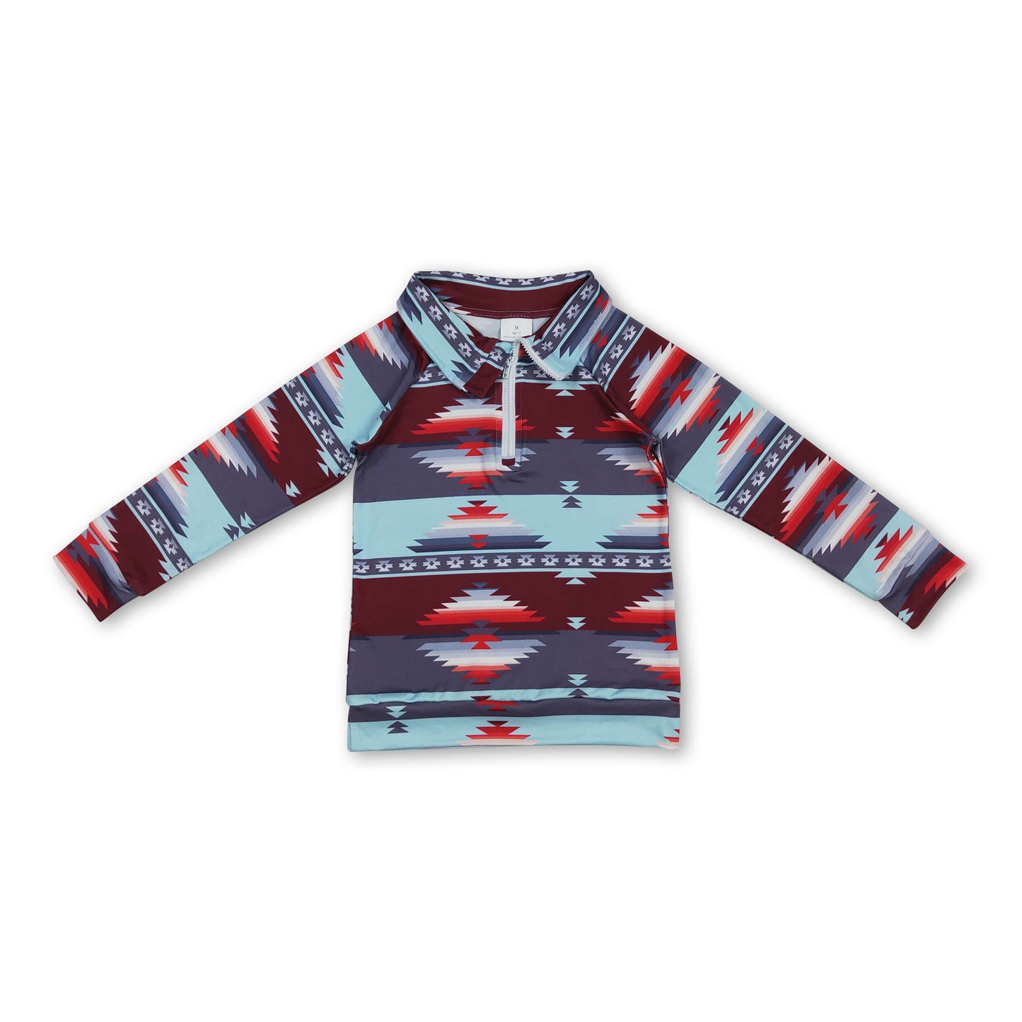 Long sleeves aztec western kids zipper pullover