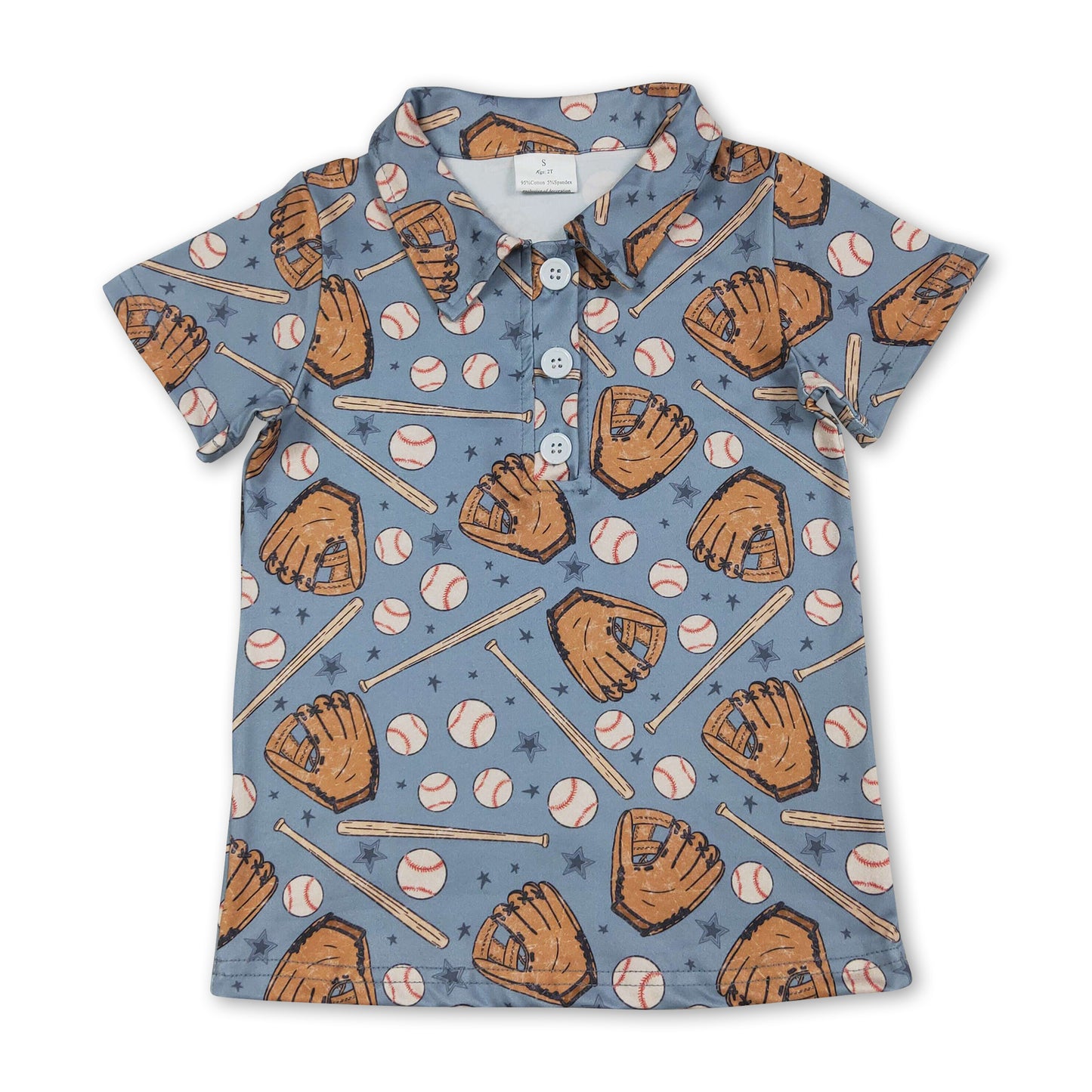 Short sleeves stars baseball kids boys polo shirt