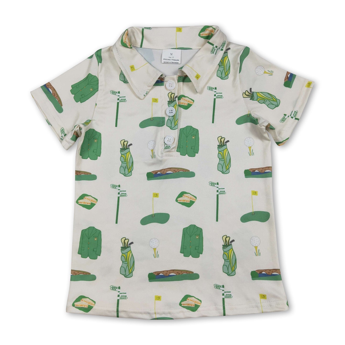 Short sleeves golf green jacket kids boys polo shirt