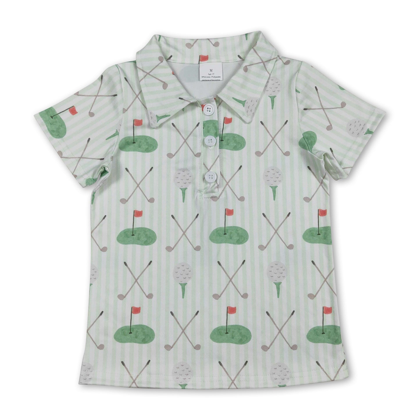 Short sleeves stripe flag golf kids boys polo shirt
