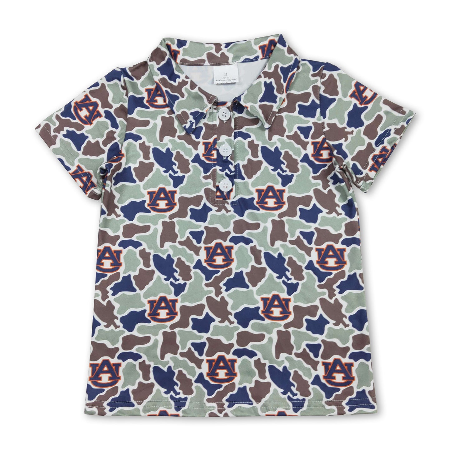 Short sleeves camo A U kids boys team polo shirt