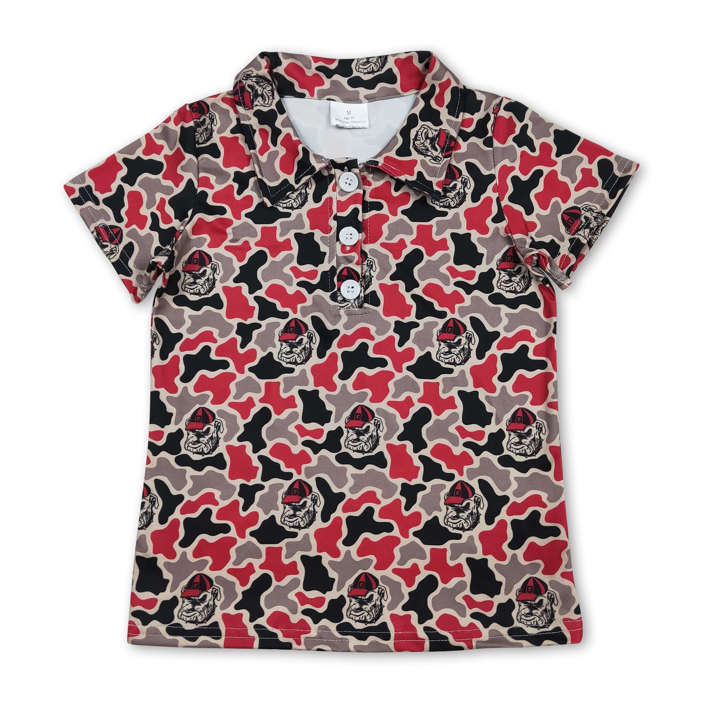 Short sleeves camo dog kids boys team polo shirt
