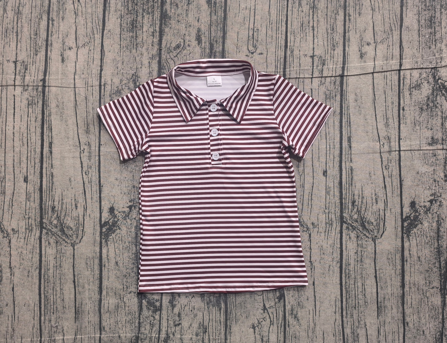 Short sleeves maroon stripe kids boys team polo shirt