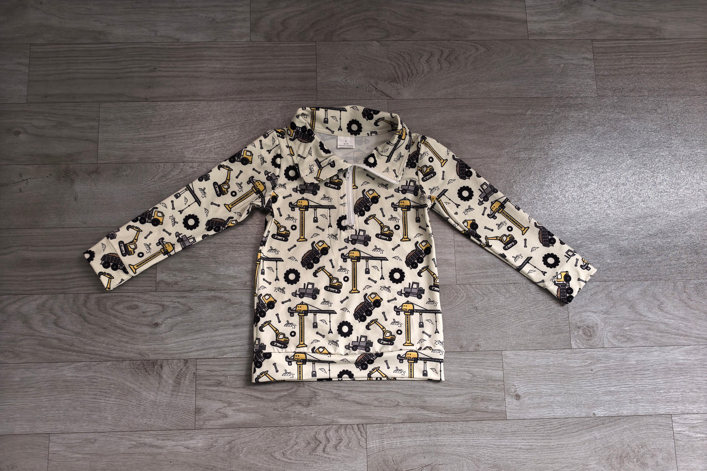 Long sleeves constructions kids boys zipper pullover