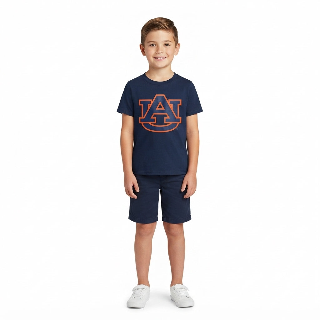 Short sleeves navy A U kids boys team shirt