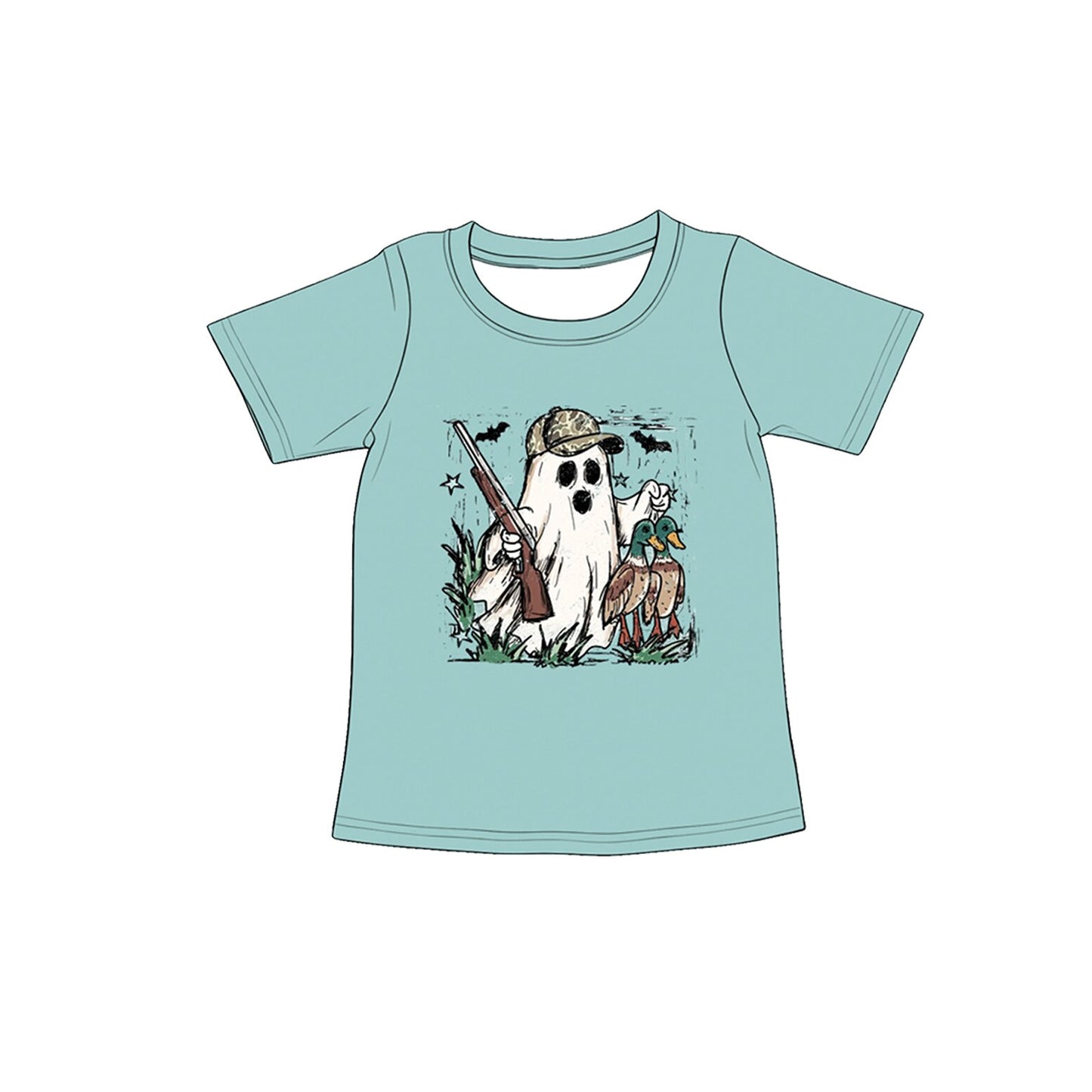 Short sleeves ghost duck camo boy Halloween shirt