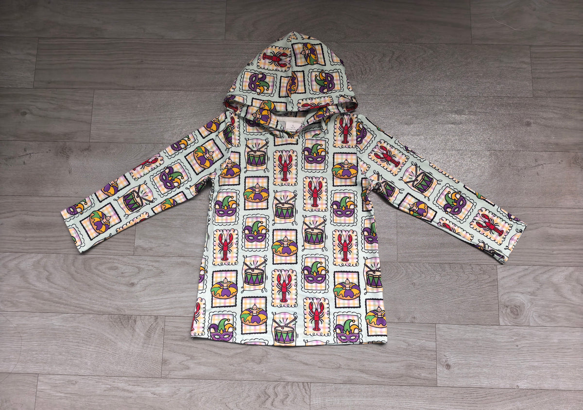 Long sleeves crawfish donut kids Mardi Gras hoodie