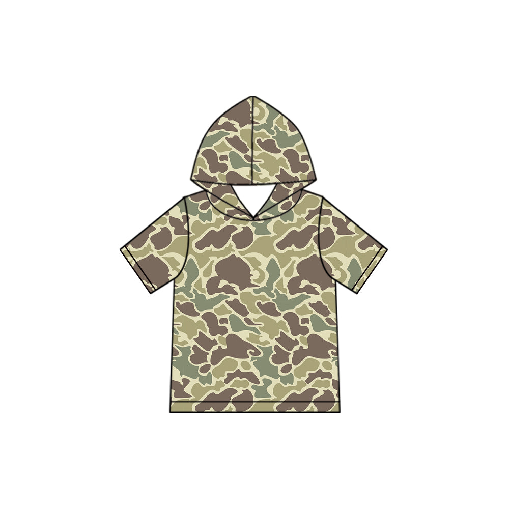 Short sleeves camo wholesale toddler boys hoodie