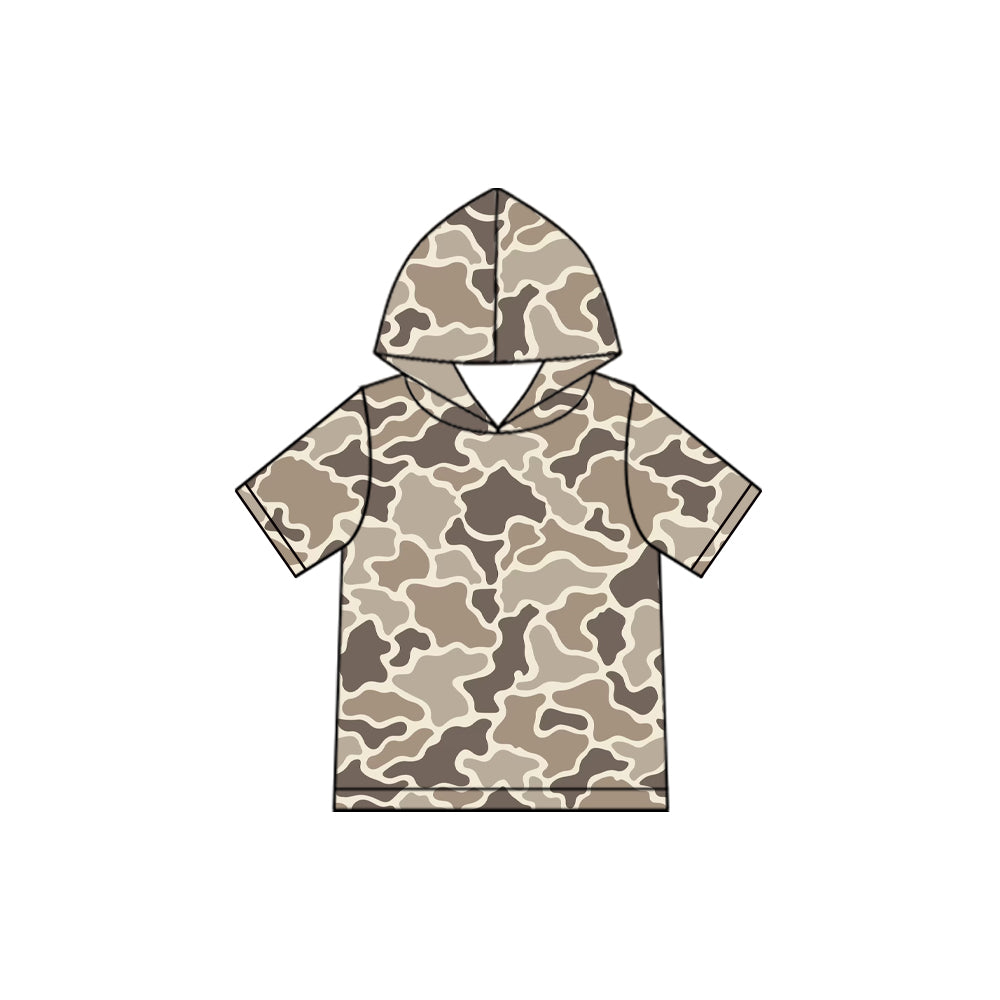 Short sleeves light camo wholesale kids boys hoodie