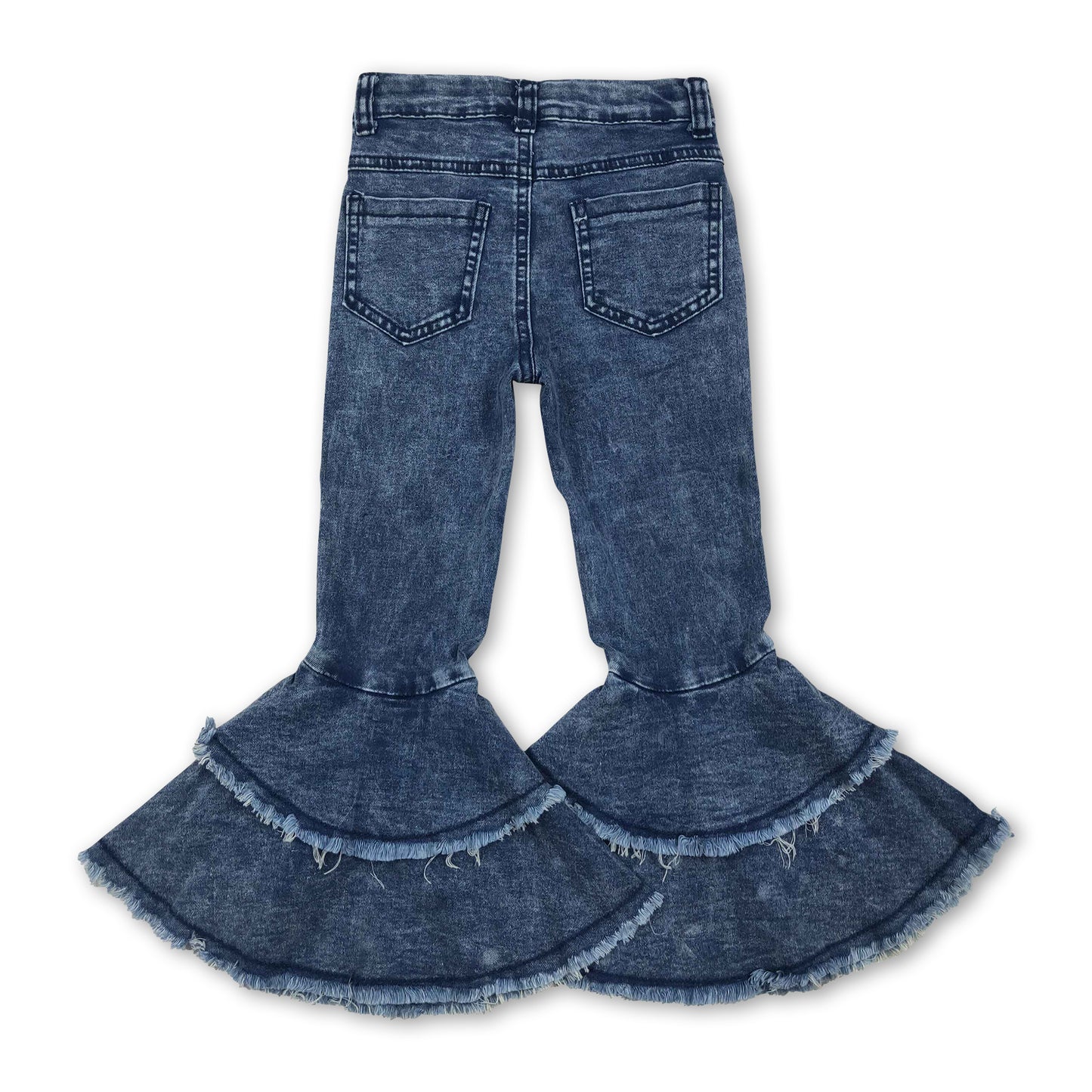 White washed ruffle bell bottom girls denim pants ship from US