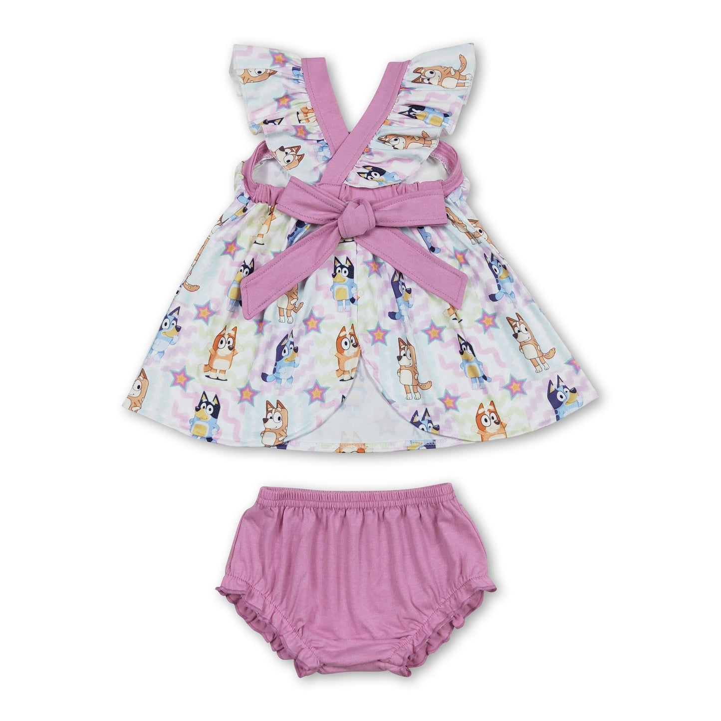 Pink flutter sleeves dog tunic bummies girls clothes