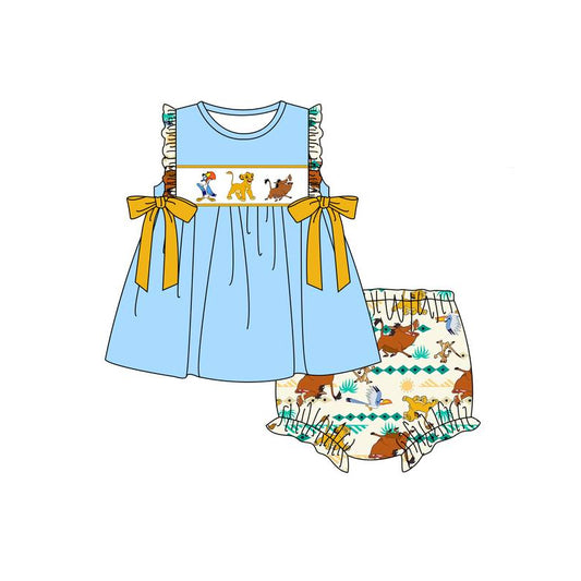 Sleeveless lion tunic bummies baby girls clothes
