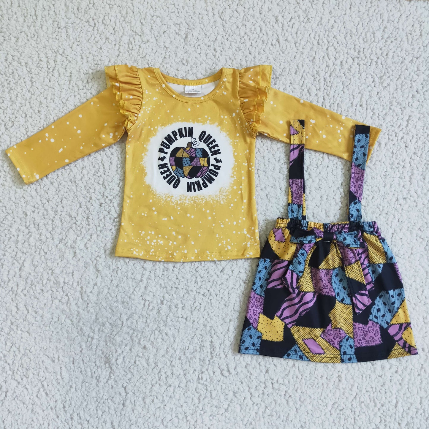 Queen pumpkin shirt patchwork skirt girls Halloween clothes