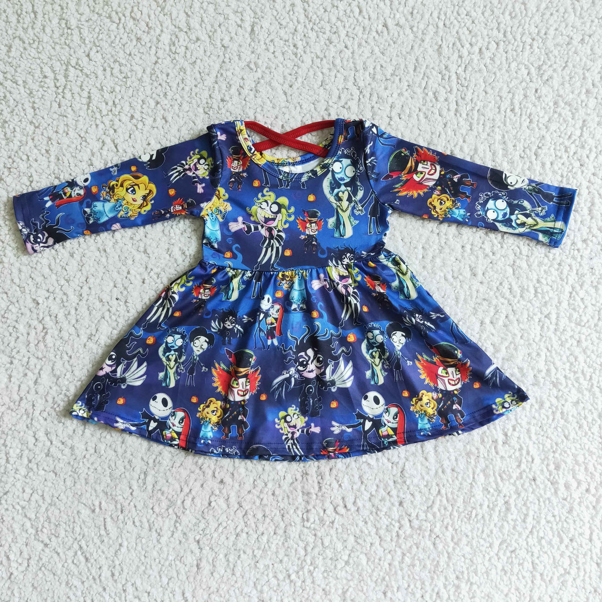 Skull print long sleeve girls Halloween dresses