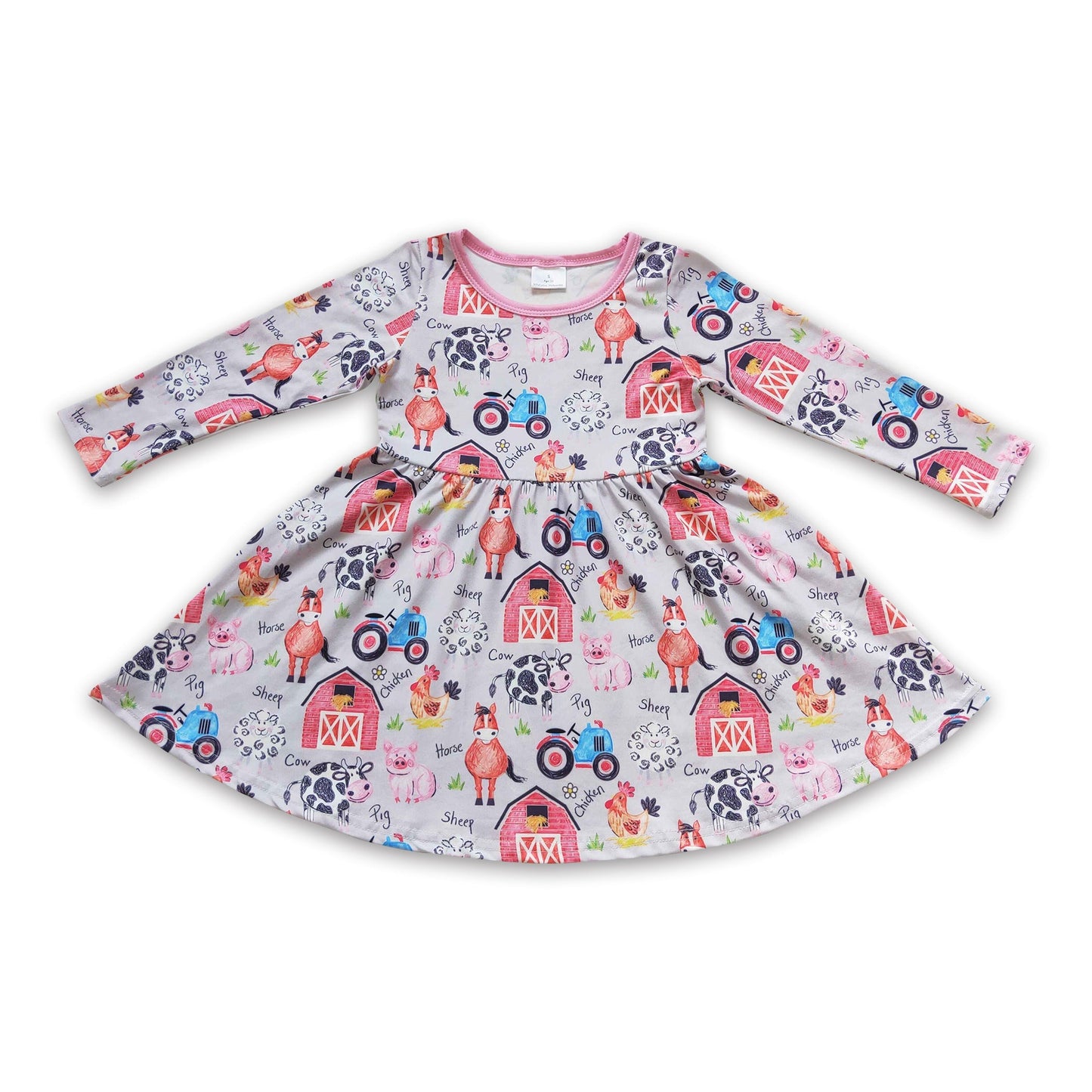 Cow pig chicken baby girls farm dresses