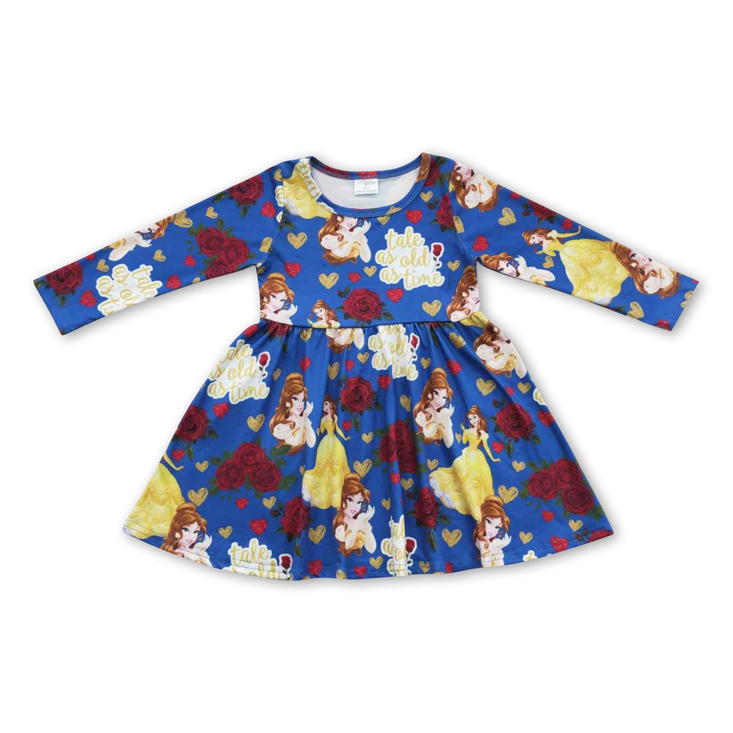 Long sleeves rose princess baby girls dresses