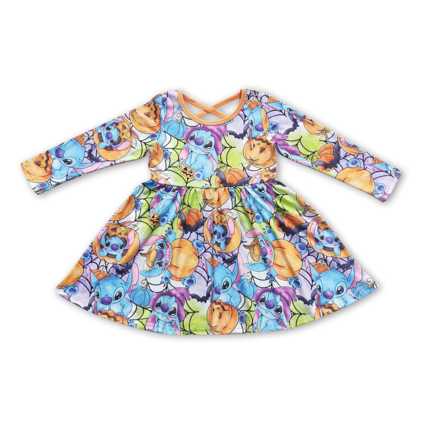 Koala pumpkin long sleeves baby girls Halloween dress