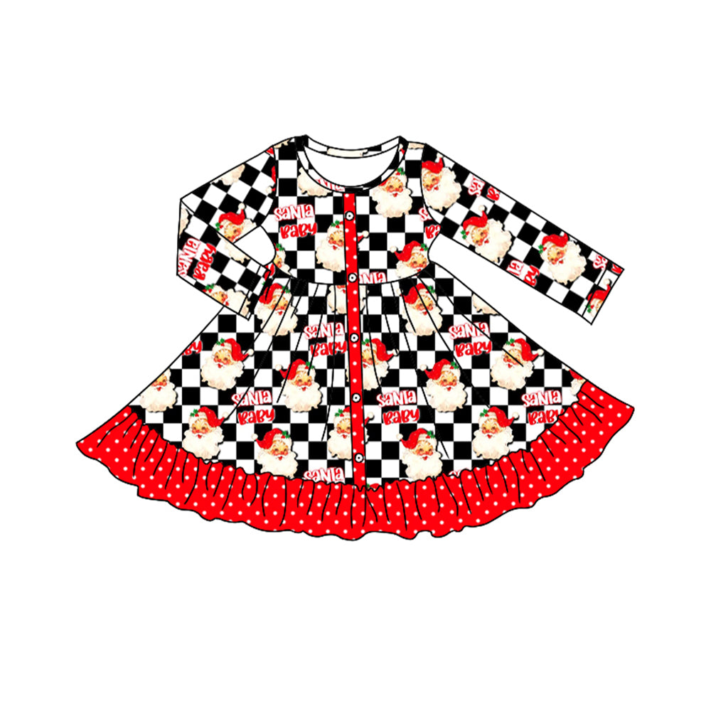 Plaid santa baby girls Christmas dresses