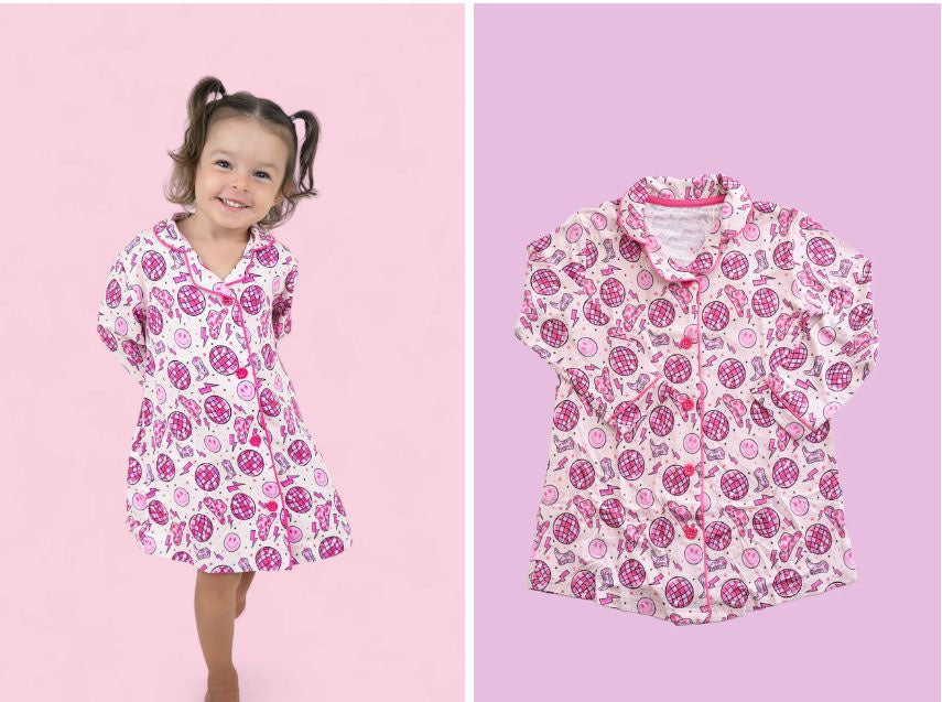 Smile boots button down nightgown girls dresses