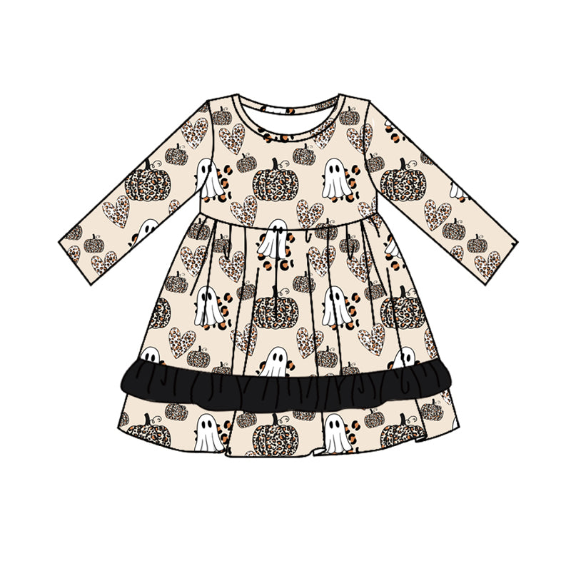 Ghost leopard pumpkin kids girls Halloween dresses