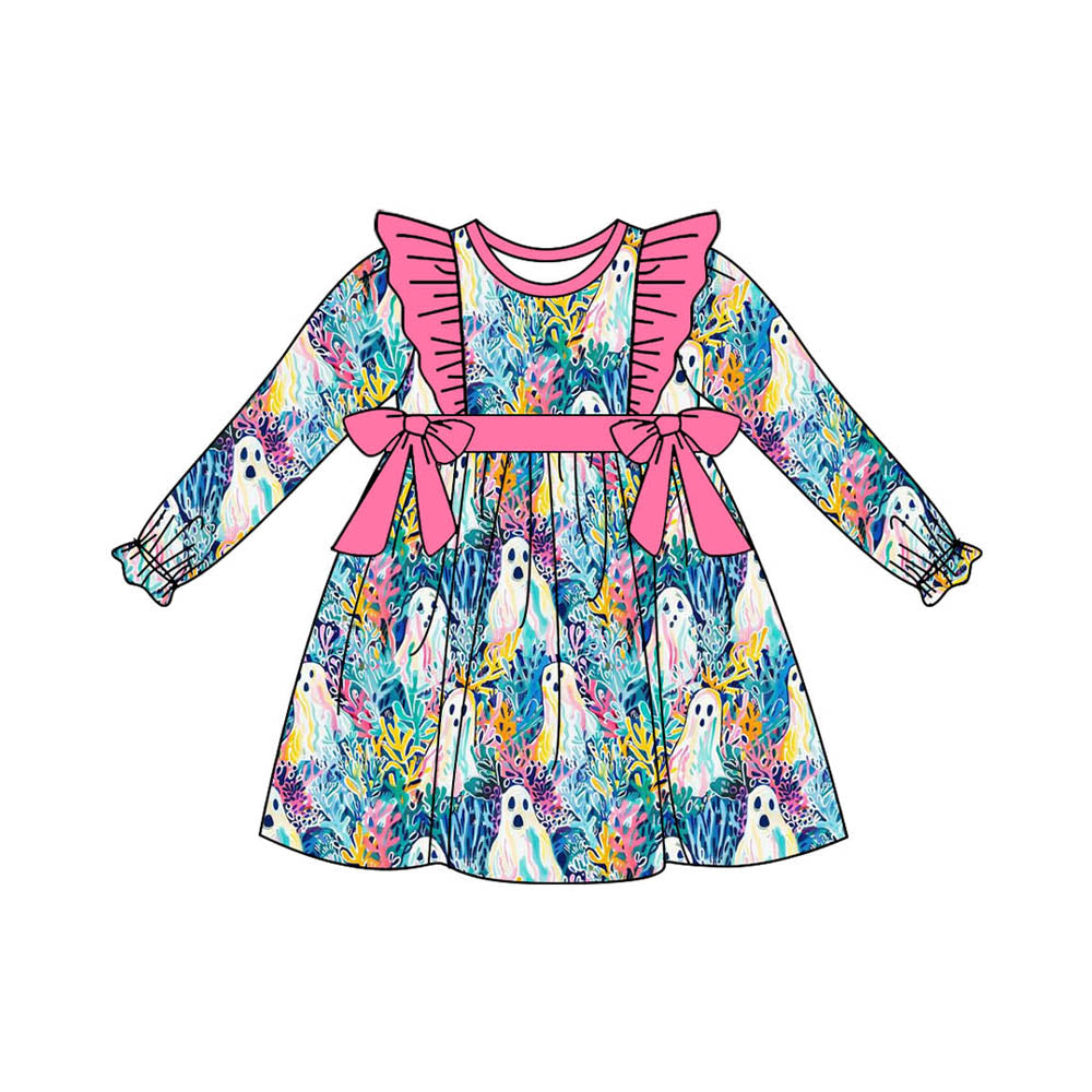 Long sleeves seaweed ghost kids girls Halloween dress
