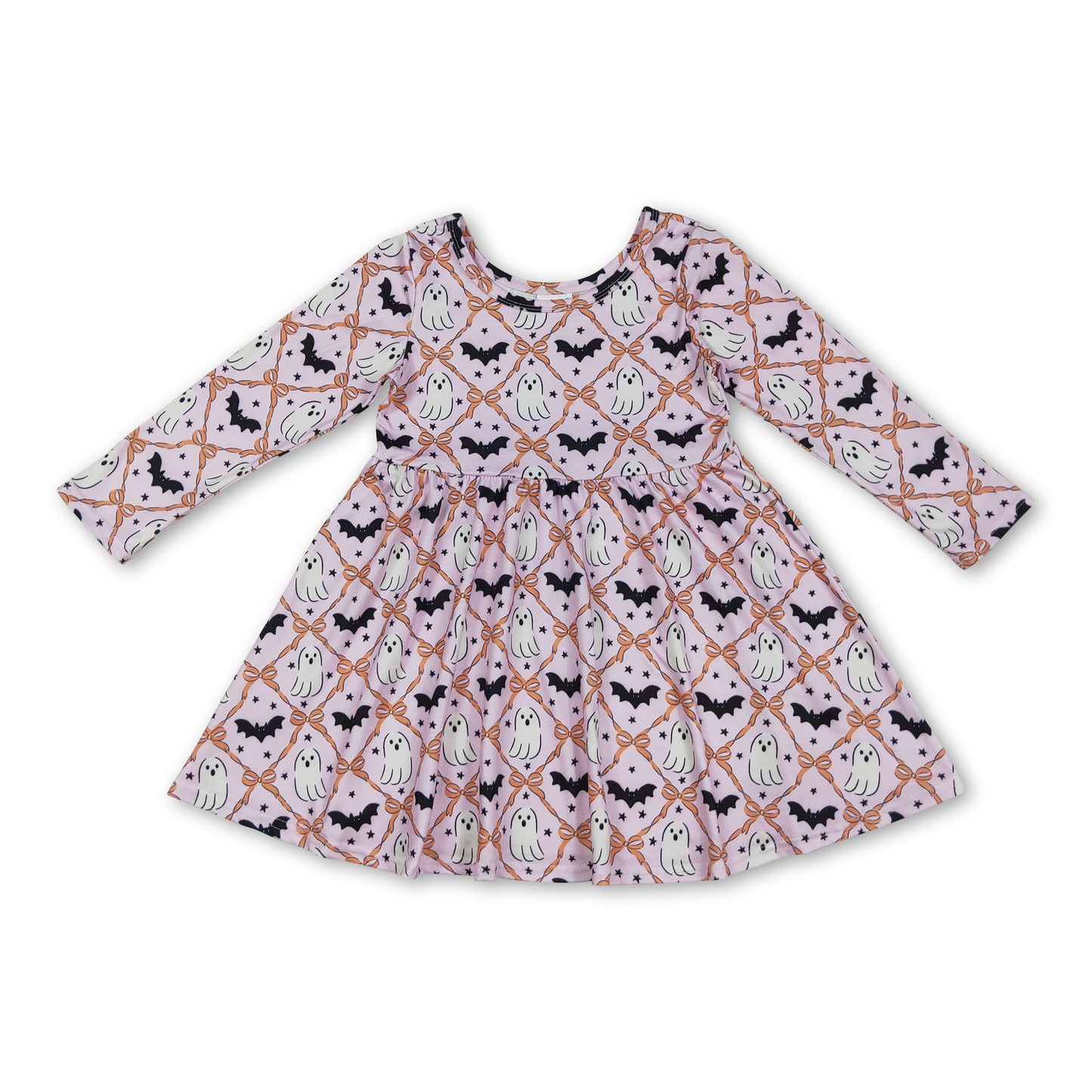 Long sleeves ghost bow girls Halloween dresses