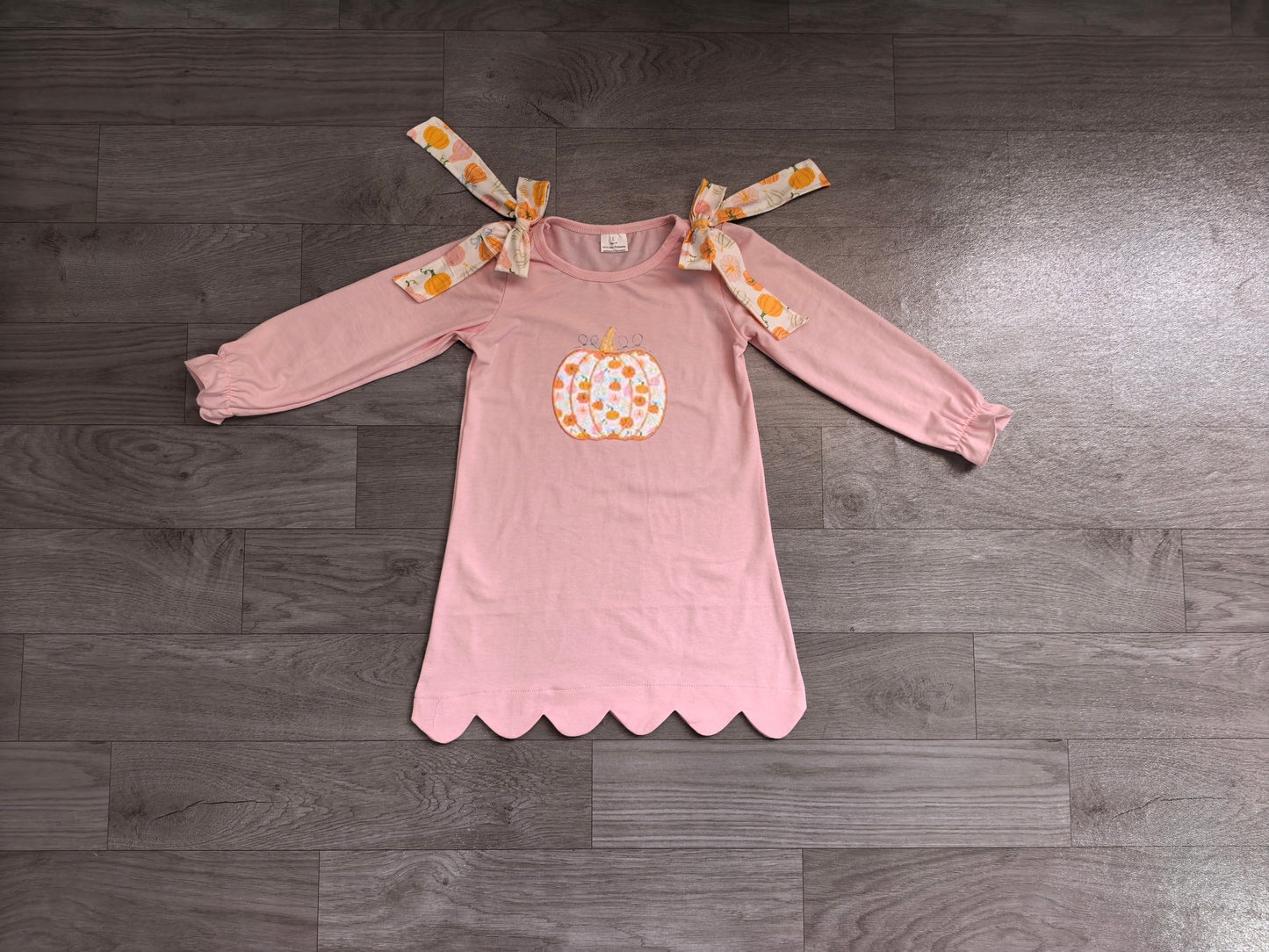 Pumpkin embroidery scallop girls fall dresses