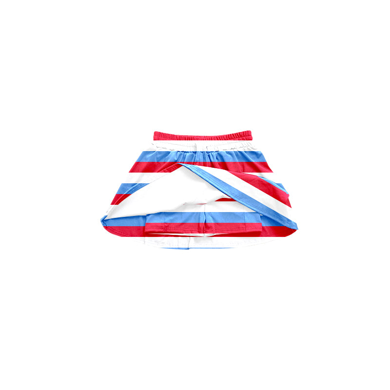 Red white blue stripe kids girls 4th of july skirt