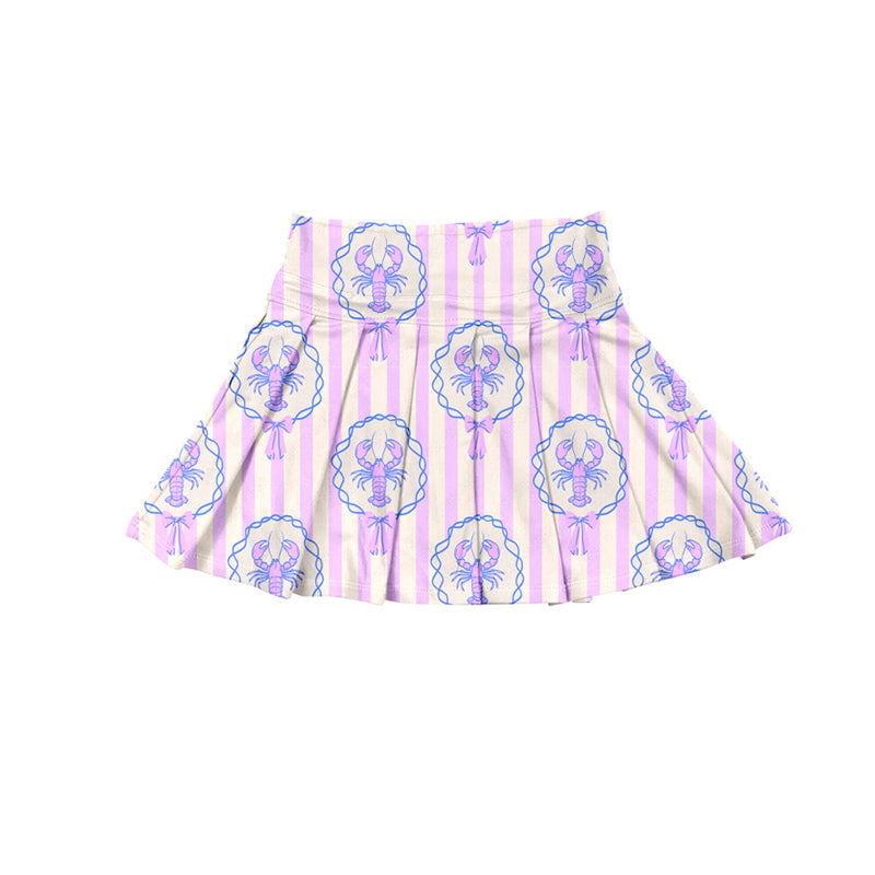 Crawfish bow kids girls summer activewear pleated skorts