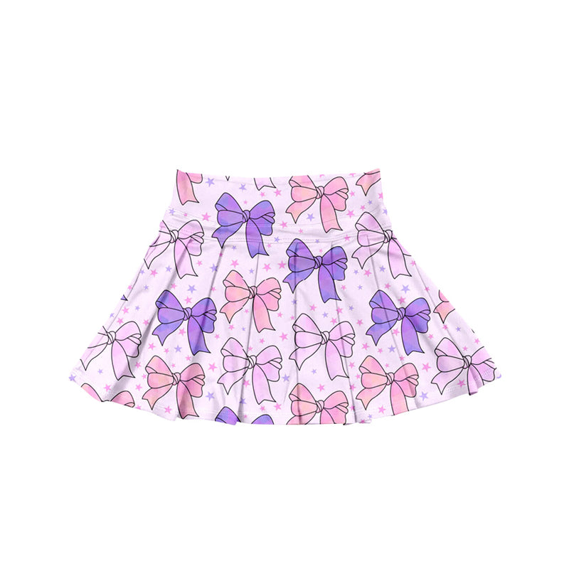 Stars bow kids girls summer activewear pleated skorts
