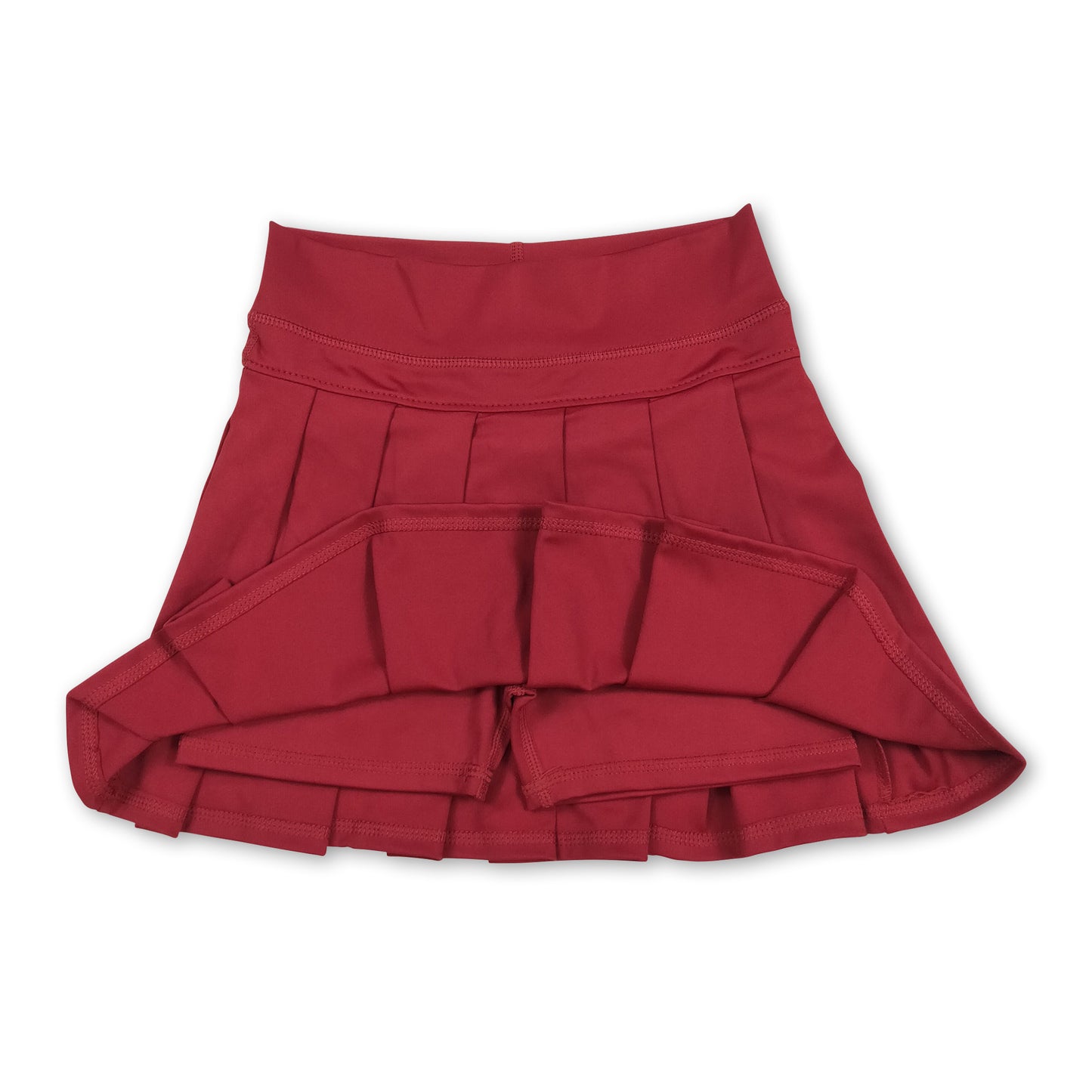 Maroon high waist kids girls summer activewear pleated skorts