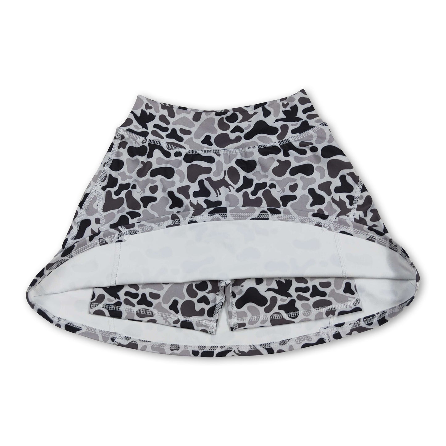 High waist duck dog camo kids girls activewear skirt