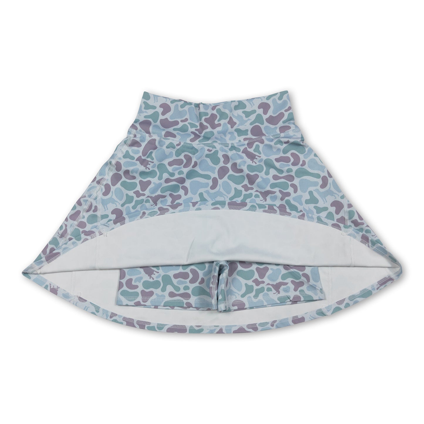 High waist light green duck dog camo adult women activewear skirt